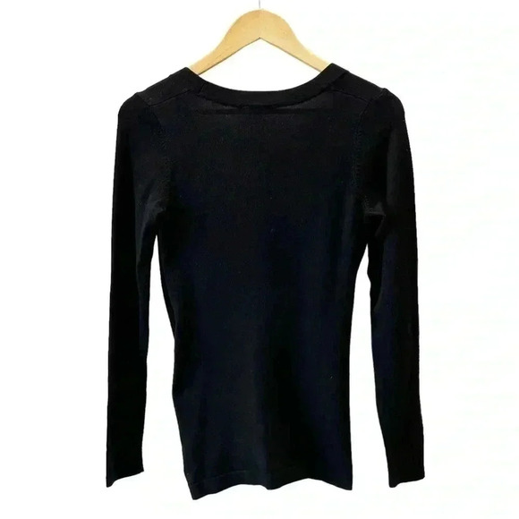 Ricki’s Wrap Front Sweater Deep V Neckline Thin Knit Stretch Fit Black Size XS - Picture 13 of 15